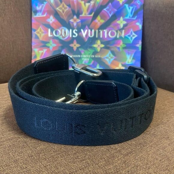 Louis Vuitton Logo Jacquard Shoulder Strap Only Sacs Silver Color Hardware Men - Picture 1 of 7